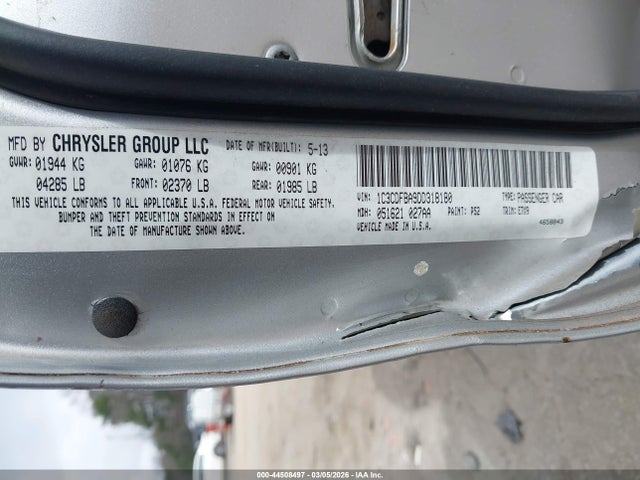 2013 Dodge Dart Sxt მანქანა იყიდება აუქციონზე, vin: 1C3CDFBA9DD318180, აუქციონის ნომერი: 44508497