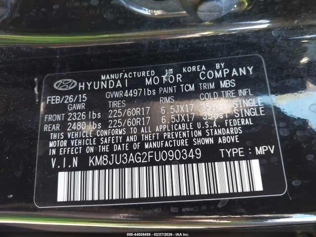 KM8JU3AG2FU090349 Hyundai TUCSON SE