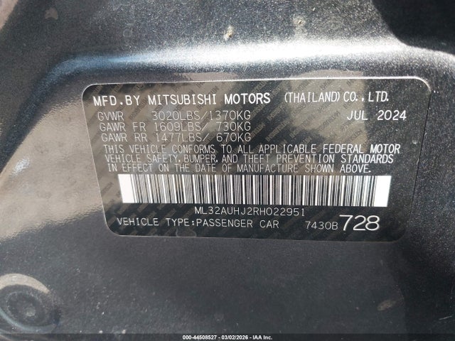 2024 MITSUBISHI MIRAGE ML32AUHJ2RH022951 Photo 8