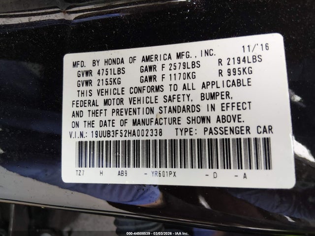 Продажа на аукционе авто 2017 Acura Tlx Technology Package, vin: 19UUB3F52HA002338, номер лота: 44508539