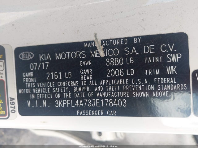 Aukcja sprzedaży 2018 Kia Forte Lx, vin: 3KPFL4A73JE178403, numer aukcji: 44508559