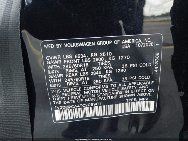 Aukcja sprzedaży 2026 Volkswagen Atlas Cross Sport Se/se With Technology, vin: 1V2DC2CA4TC209901, numer aukcji: 44508578
