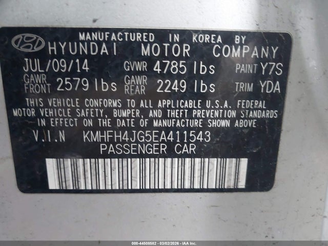 Продаж на аукціоні авто 2014 Hyundai Azera Limited, vin: KMHFH4JG5EA411543, номер лоту: 44508582