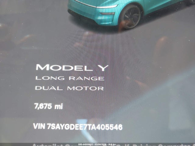 Продажа на аукционе авто 2026 Tesla Model Y Long Range Launch Series/premium All-wheel Drive, vin: 7SAYGDEE7TA405546, номер лота: 44508602
