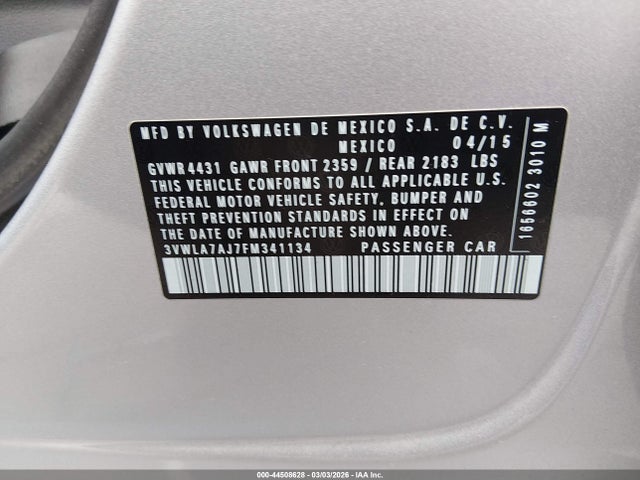 3VWLA7AJ7FM341134 Volkswagen Jetta 2.0l Tdi Sel