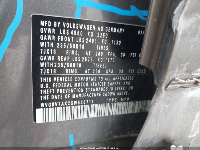 2016 VOLKSWAGEN TIGUAN WVGBV7AX2GW526714 Photo 8