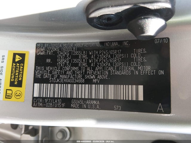 2010 TOYOTA HIGHLANDER 5TDJK3EHXAS034668 Photo 8