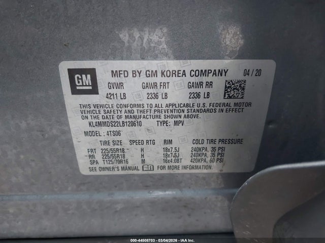 Aukcja sprzedaży 2020 Buick Encore Gx Fwd Select, vin: KL4MMDS22LB120610, numer aukcji: 44508703