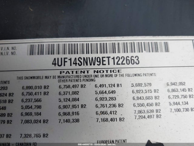 4UF14SNW9ET122663 Arctic Cat Zr6000