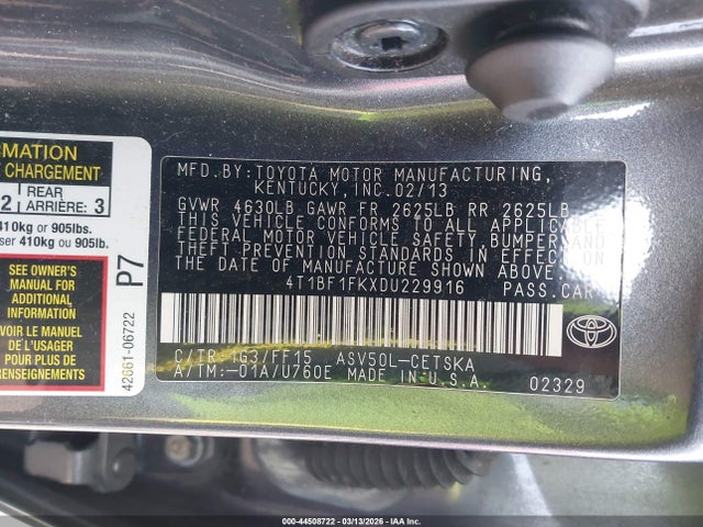Продажа на аукционе авто 2013 Toyota Camry Se, vin: 4T1BF1FKXDU229916, номер лота: 44508722
