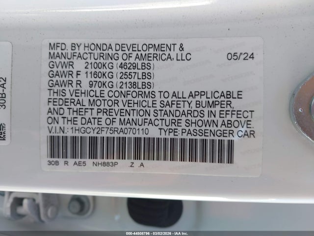 Продажа на аукционе авто 2024 Honda Accord Hybrid Sport-l, vin: 1HGCY2F75RA070110, номер лота: 44508796