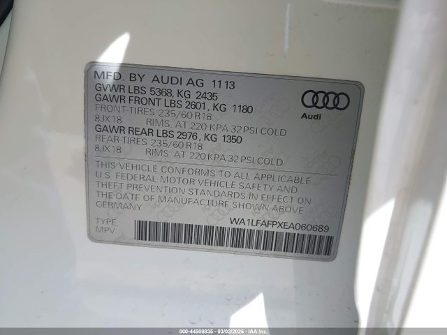 Продажа на аукционе авто 2014 Audi Q5 2.0t Premium, vin: WA1LFAFPXEA060689, номер лота: 44508835