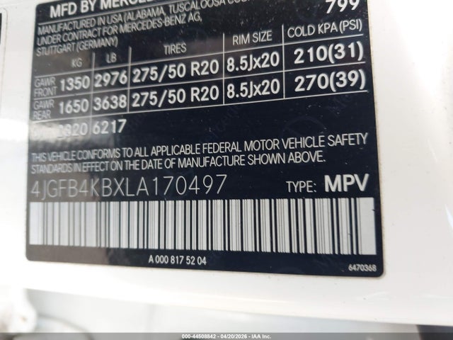 Продажа на аукционе авто 2020 Mercedes-benz Gle 350 4matic, vin: 4JGFB4KBXLA170497, номер лота: 44508842