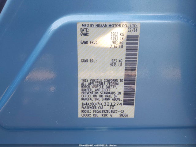 1N4AZ0CP7FC321274 Nissan LEAF S