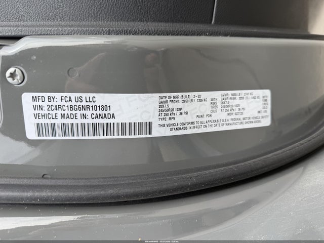 Продажа на аукционе авто 2022 Chrysler Pacifica Touring L, vin: 2C4RC1BG6NR101801, номер лота: 44508852