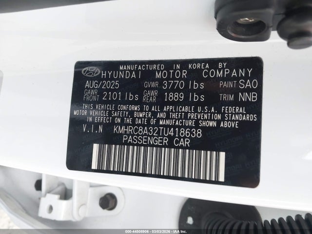 Продажа на аукционе авто 2026 Hyundai Venue Sel W/two-tone Roof, vin: KMHRC8A32TU418638, номер лота: 44508906
