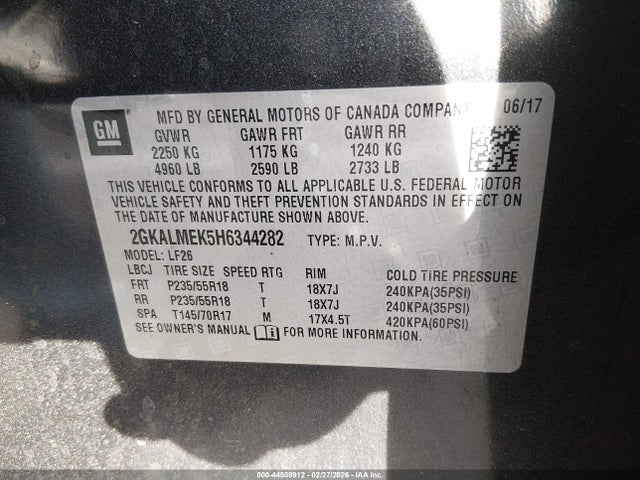 GMC Terrain Sle-1 2017 2GKALMEK5H6344282 Image 9