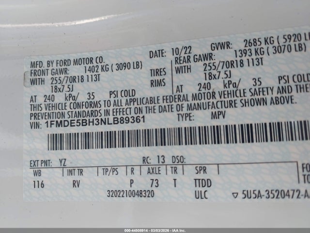 Ford Bronco Outer Banks 2022 1FMDE5BH3NLB89361 Image 9