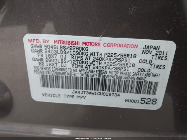 2012 MITSUBISHI OUTLANDER JA4JT3AW1CU009734 Photo 8