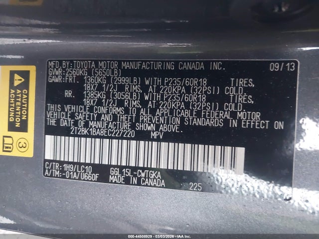 Aukcja sprzedaży 2014 Lexus Rx 350, vin: 2T2BK1BA8EC227220, numer aukcji: 44508929