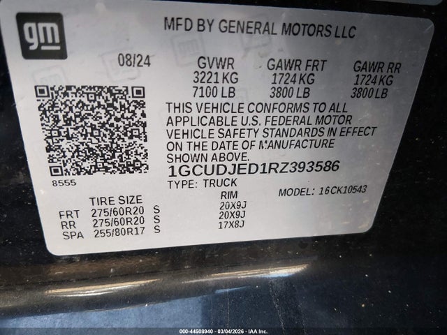 1GCUDJED1RZ393586 Chevrolet Silverado 1500 4wd Short Bed High Country