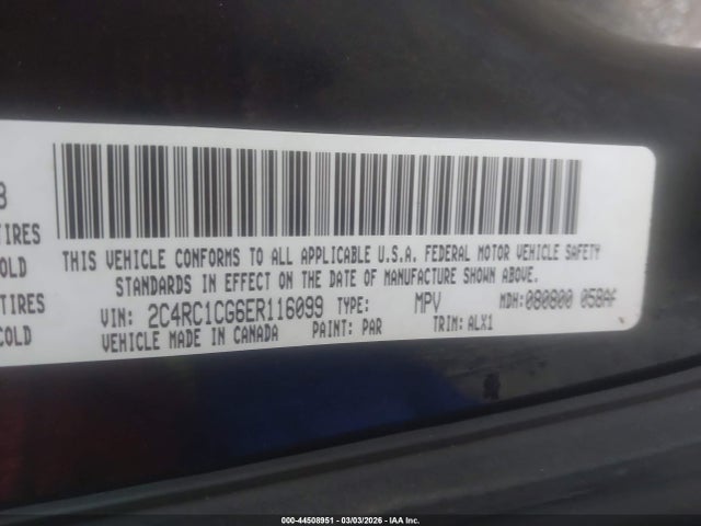 Продажа на аукционе авто 2014 Chrysler Town & Country Touring-l, vin: 2C4RC1CG6ER116099, номер лота: 44508951