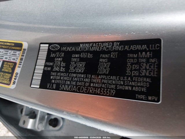 2024 HYUNDAI TUCSON 5NMJACDE7RH433319 Photo 8