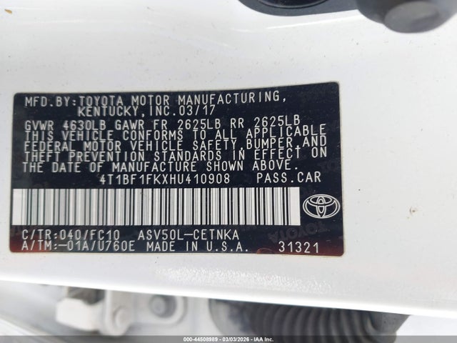 4T1BF1FKXHU410908 Toyota CAMRY LE