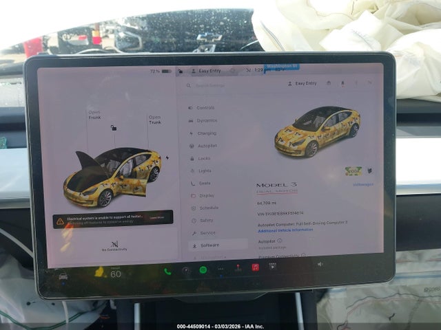44509014 :رقم المزاد ، 5YJ3E1EB9KF514674 vin ، 2019 Tesla Model 3 Long Range/performance مزاد بيع