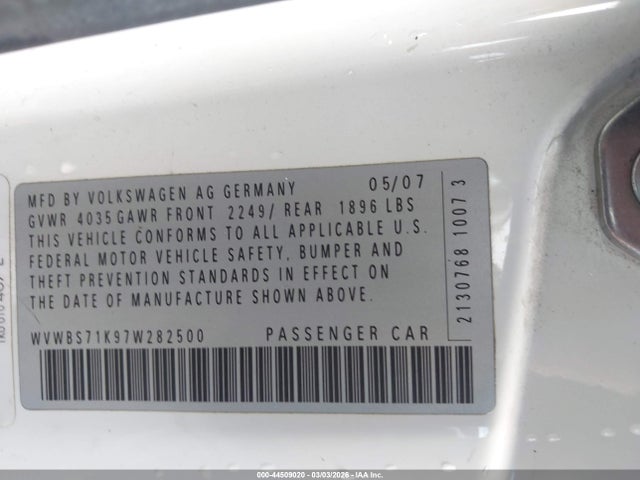 Продажа на аукционе авто 2007 Volkswagen Rabbit 2-door, vin: WVWBS71K97W282500, номер лота: 44509020
