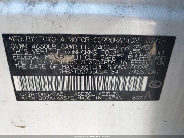 2016 LEXUS IS 200T JTHBA1D27G5024184 Photo 8