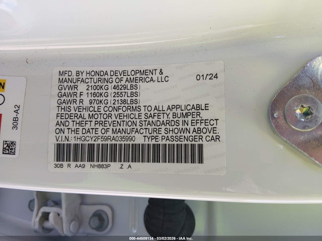 1HGCY2F59RA035990 Honda Accord Hybrid Sport