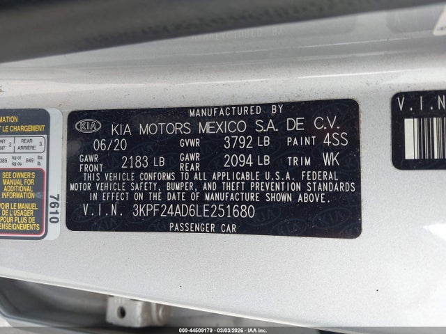 2020 KIA FORTE 3KPF24AD6LE251680 Photo 8