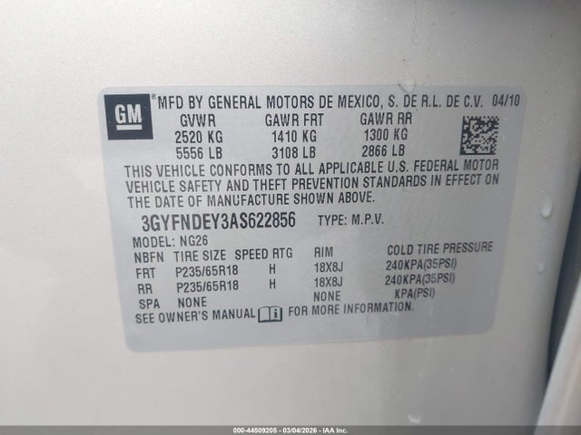 Продажа на аукционе авто 2010 Cadillac Srx Luxury Collection, vin: 3GYFNDEY3AS622856, номер лота: 44509205