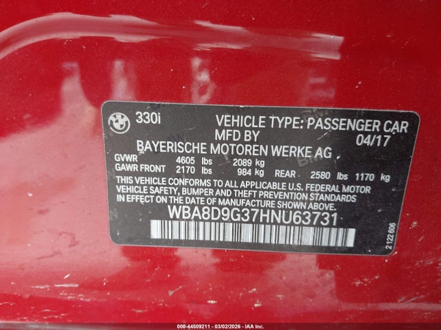 2017 BMW 330I WBA8D9G37HNU63731 Photo 8