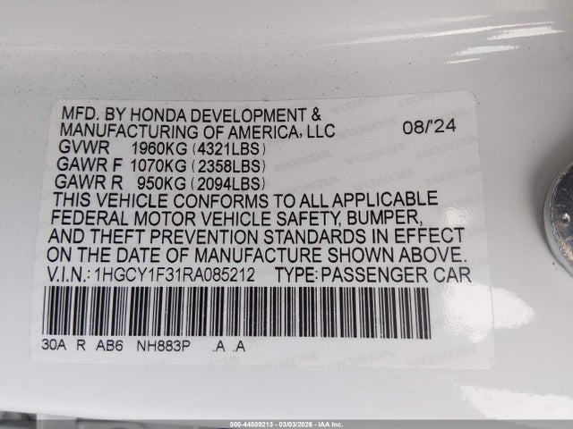 2024 HONDA ACCORD 1HGCY1F31RA085212 Photo 8