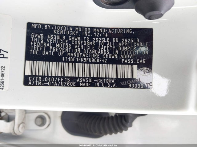 Продажа на аукционе авто 2015 Toyota Camry Se, vin: 4T1BF1FK9FU908742, номер лота: 44509226