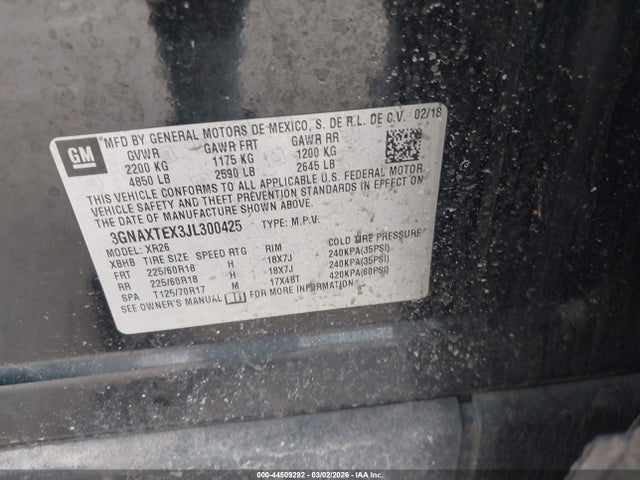 3GNAXTEX3JL300425 Chevrolet EQUINOX LT