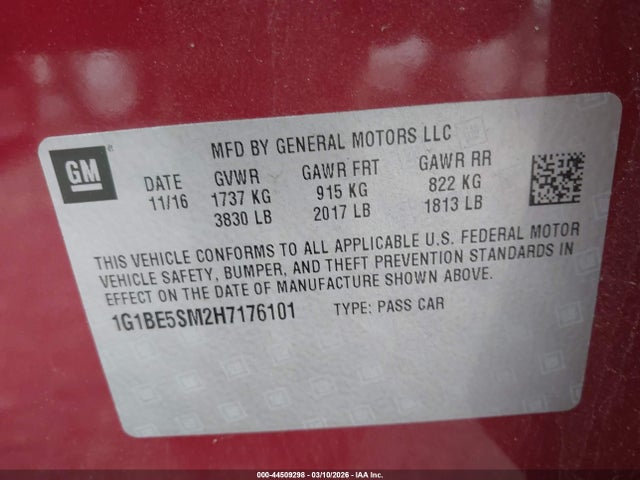 Chevrolet Cruze Lt Auto 2017 1G1BE5SM2H7176101 Image 9