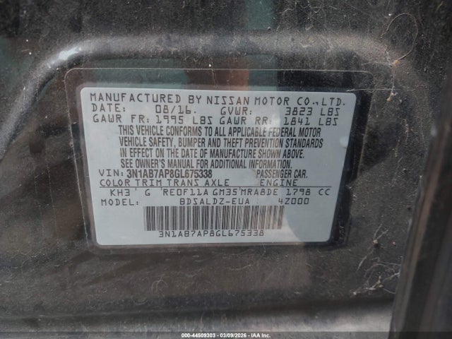 Nissan SENTRA SV 2016 3N1AB7AP8GL675338 Image 9