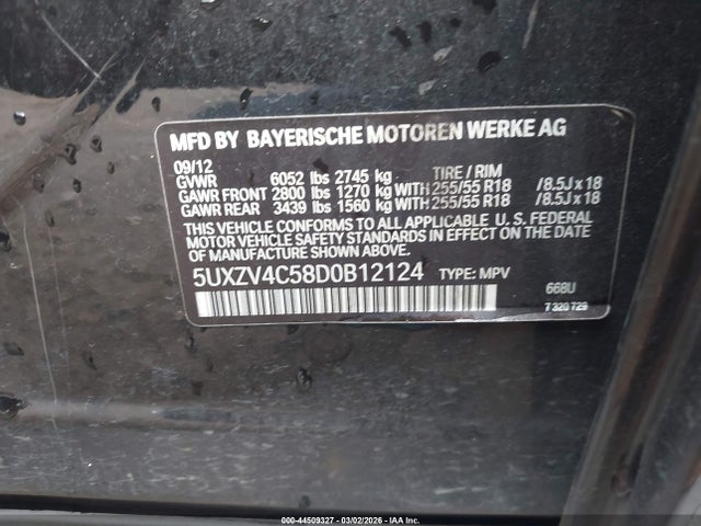 2013 Bmw X5 Xdrive35i/xdrive35i Premium/xdrive35i Sport Activity მანქანა იყიდება აუქციონზე, vin: 5UXZV4C58D0B12124, აუქციონის ნომერი: 44509327