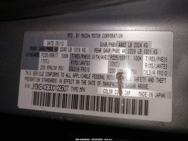 Aukcja sprzedaży 2013 Mazda Cx-5 Touring, vin: JM3KE4CE3D0123507, numer aukcji: 44509402