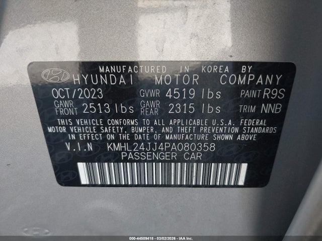 KMHL24JJ4PA080358 Hyundai Sonata Hybrid Blue