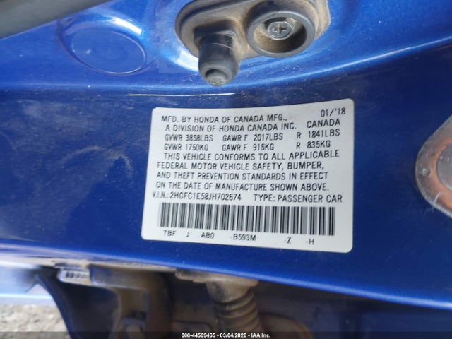 2HGFC1E58JH702674 Honda CIVIC SI
