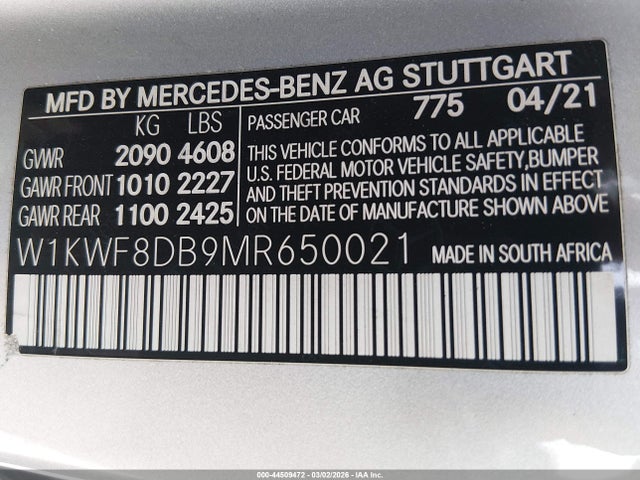 W1KWF8DB9MR650021 Mercedes-Benz C 300 Sedan