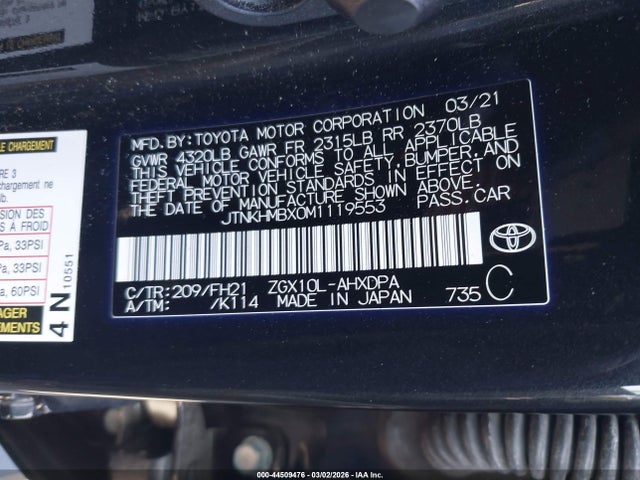 JTNKHMBX0M1119553 Toyota C-HR LE