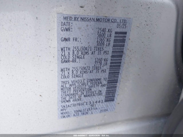 5N1AZ3DT6SC133441 Nissan Murano Platinum
