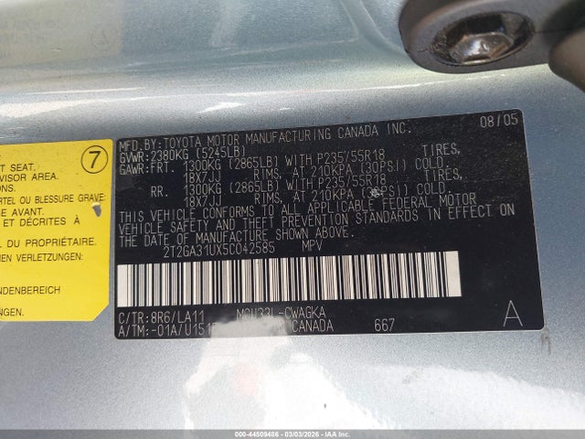 Продаж на аукціоні авто 2005 Lexus Rx 330, vin: 2T2GA31UX5C042585, номер лоту: 44509486