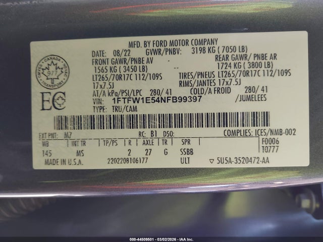 1FTFW1E54NFB99397 Ford F-150 Xlt