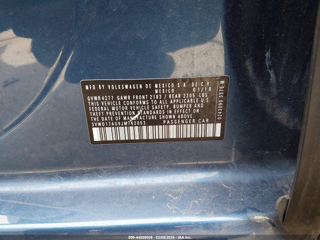 Aukcja sprzedaży 2018 Volkswagen Golf Sportwagen Tsi S/tsi Se, vin: 3VWD17AU9JM762053, numer aukcji: 44509506